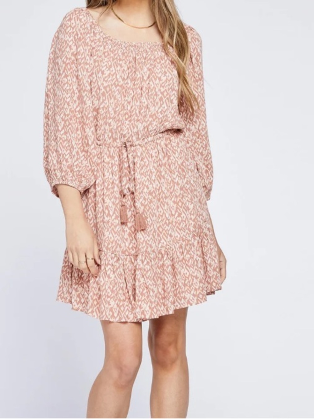 ·Gentle Fawn· Pink Floral Tie Waist Tassel Ruffle Stella Dress Size Small